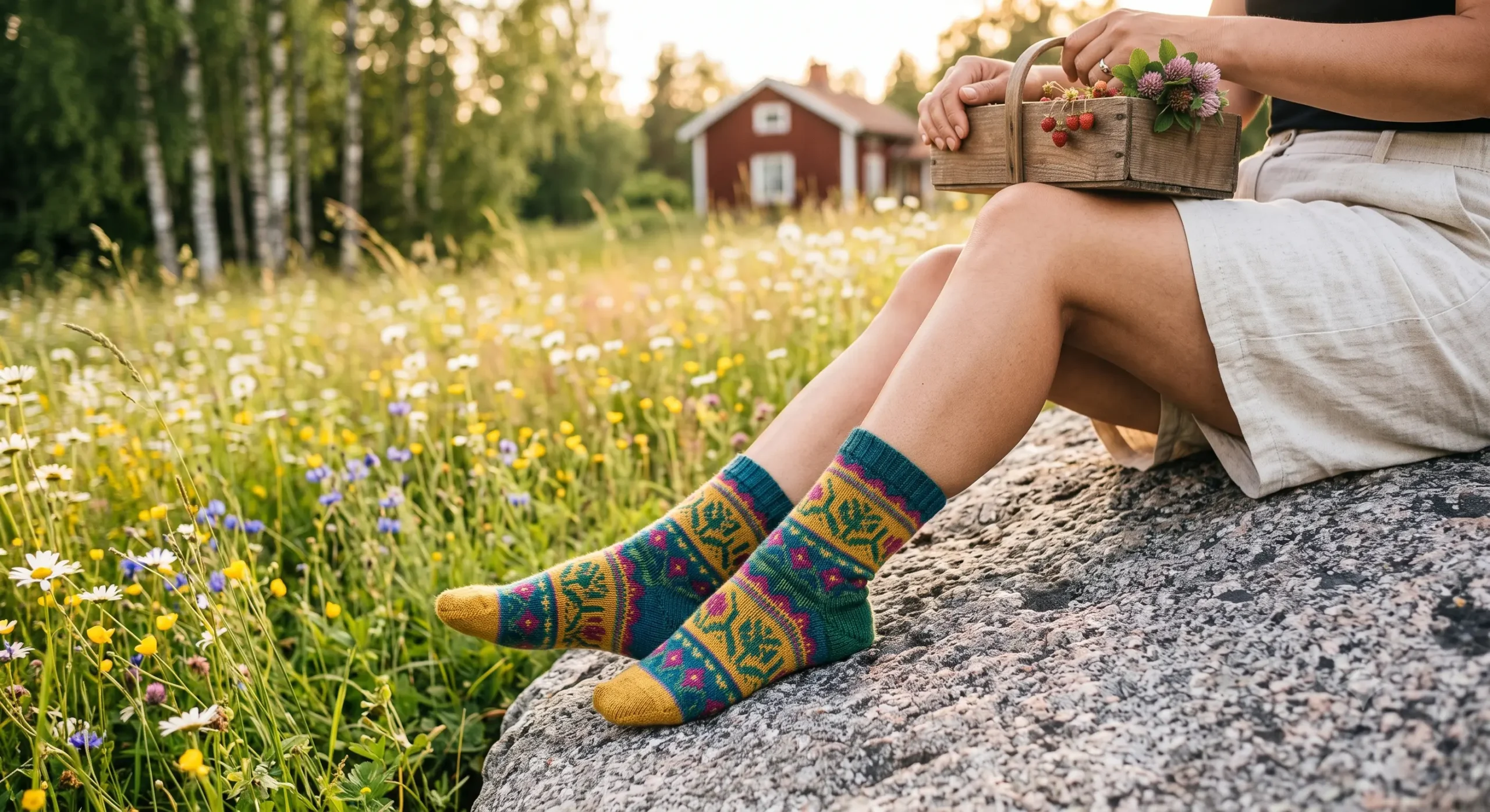 Mönstrade strumpor i en svensk sommaräng, symbol för föreningslivets nya intäktskälla